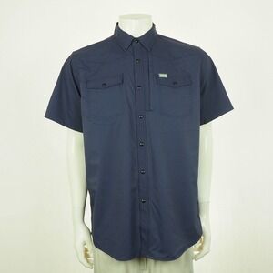 New Dixxon Flannel Co. Ground Up Customs Snap-Front Shirt Mens Large Blue Tech